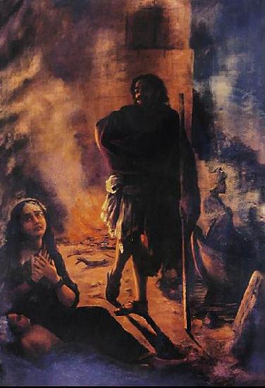 Raja Ravi Varma Harischandra and Tharamathi oil painting picture